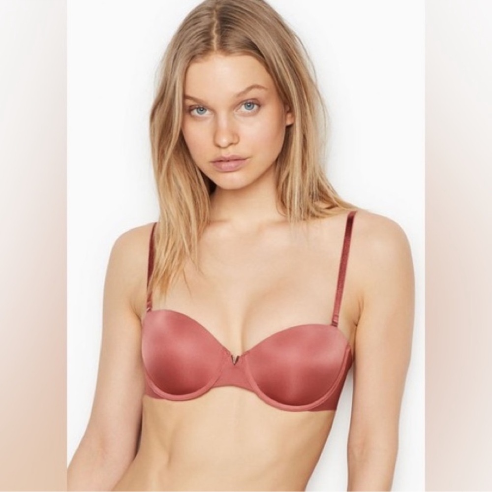 Victoria’s Secret Sexy Illusions Multi-way Rhinestone V Pink Bra 32DD